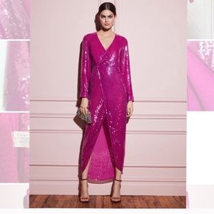 Fleur Du Mal Long Sequin Wrap Dress